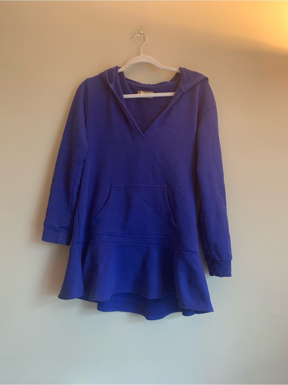 Free People Rafferty Hooded Mini Dress Royal Blue Women Medium 100% Cotton